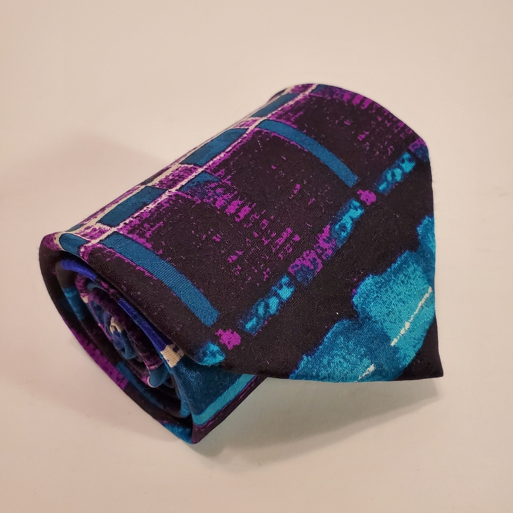 Serica Purple Abstract Silk Tie Made in Italy
